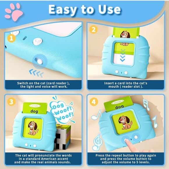 Flash Cards Toddlers Toys Blue Boys Girls Sight Words Learning Sentences FC5 - Picture 3 of 7